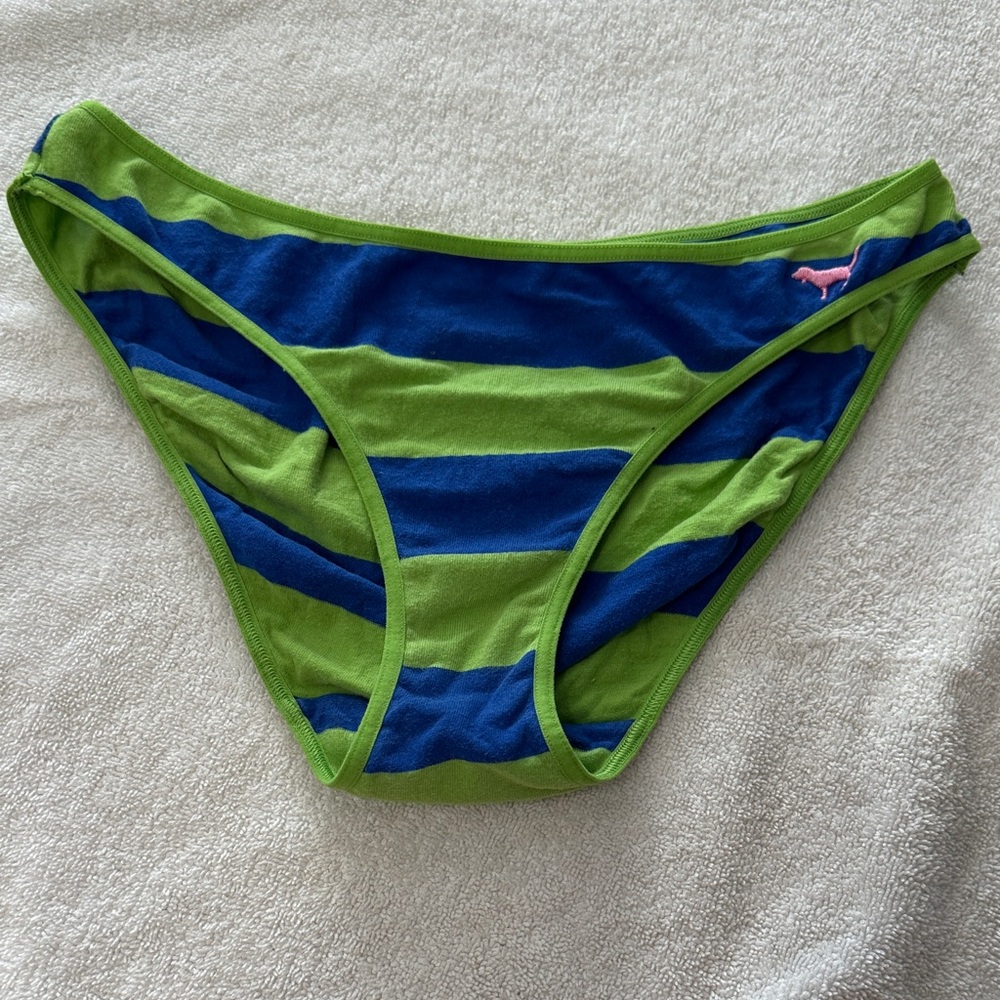 Victoria's Secret Green and Blue Striped Panties